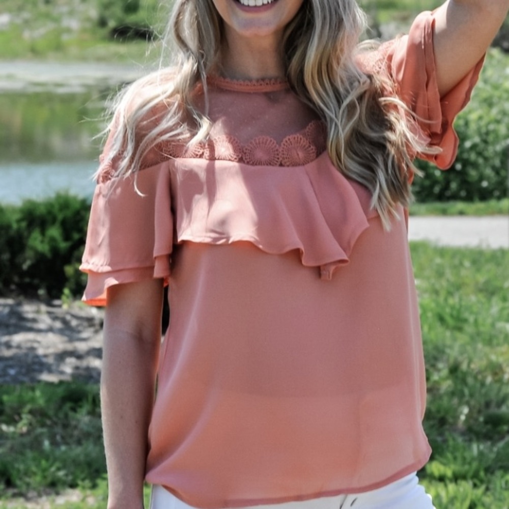 Ruffled Lace Yoke Blouse - Picture 3 of 9